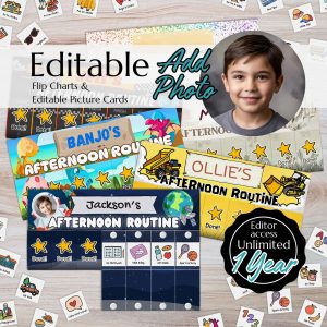 EDITABLE Daily Routine Charts Set - AFTERNOON Routine: Visual Timetable, Kids Picture Cards, Personalised, Autism Visuals, ADHD Support~Boys