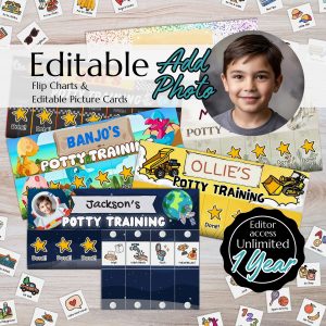 Toilet Training, Visual Schedule (Editable) Routine Chart, Rewards Cards, Toddlers, Potty Training Visuals, Potty Training Chart (Boys)